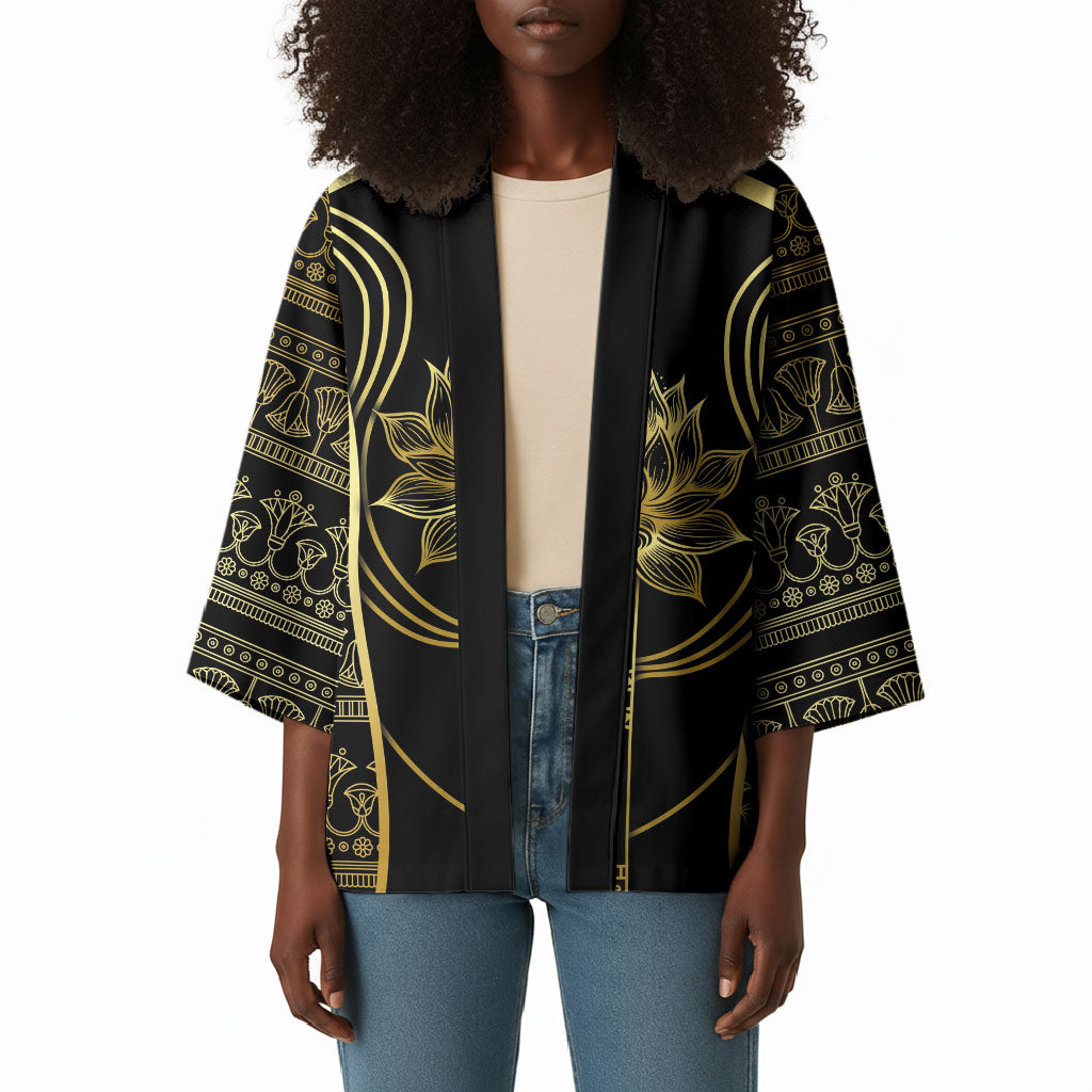 Egypt The Lotus Kimono Gold Bloom Hieroglyphic Patterns