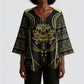 Egypt The Lotus Kimono Sleeve Blouse Gold Bloom Hieroglyphic Patterns
