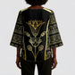 Egypt The Lotus Kimono Sleeve Blouse Gold Bloom Hieroglyphic Patterns