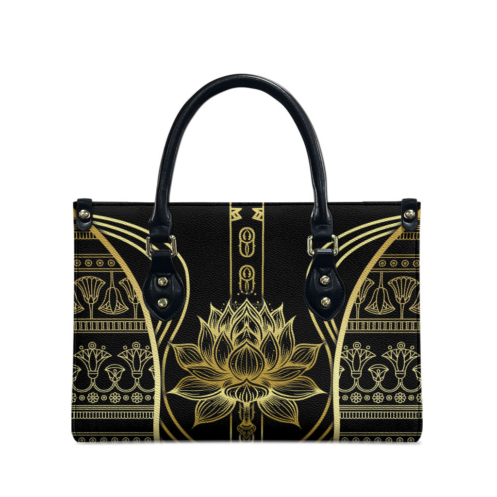 Egypt The Lotus Leather Bag Gold Bloom Hieroglyphic Patterns