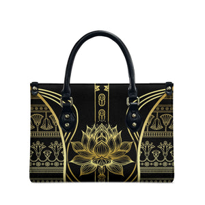 Egypt The Lotus Leather Bag Gold Bloom Hieroglyphic Patterns