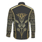 Egypt The Lotus Long Sleeve Button Shirt Gold Bloom Hieroglyphic Patterns