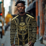 Egypt The Lotus Long Sleeve Shirt Gold Bloom Hieroglyphic Patterns
