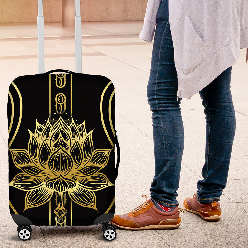 Egypt The Lotus Luggage Cover Gold Bloom Hieroglyphic Patterns