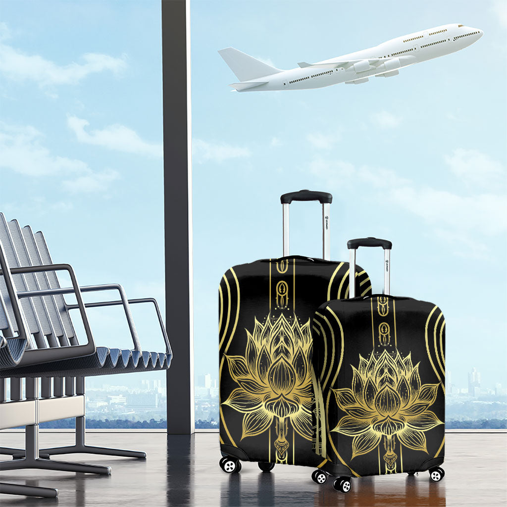 Egypt The Lotus Luggage Cover Gold Bloom Hieroglyphic Patterns