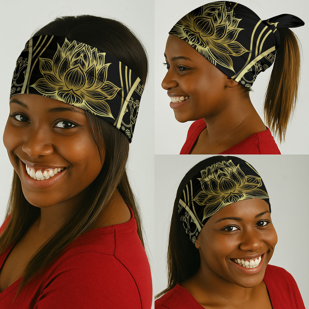 Egypt The Lotus Neck Gaiter Gold Bloom Hieroglyphic Patterns