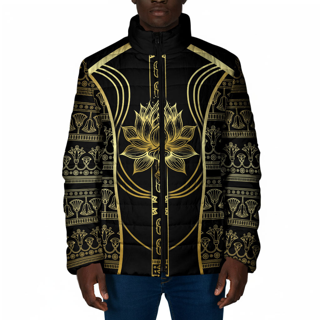 Egypt The Lotus Padded Jacket Gold Bloom Hieroglyphic Patterns