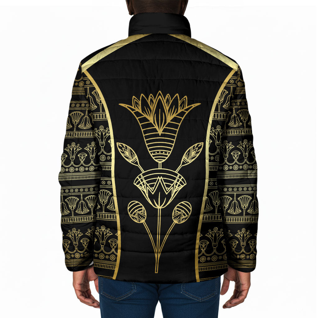 Egypt The Lotus Padded Jacket Gold Bloom Hieroglyphic Patterns