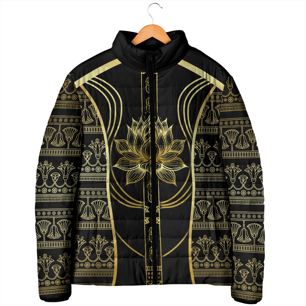 Egypt The Lotus Padded Jacket Gold Bloom Hieroglyphic Patterns