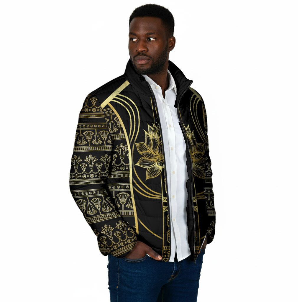 Egypt The Lotus Padded Jacket Gold Bloom Hieroglyphic Patterns