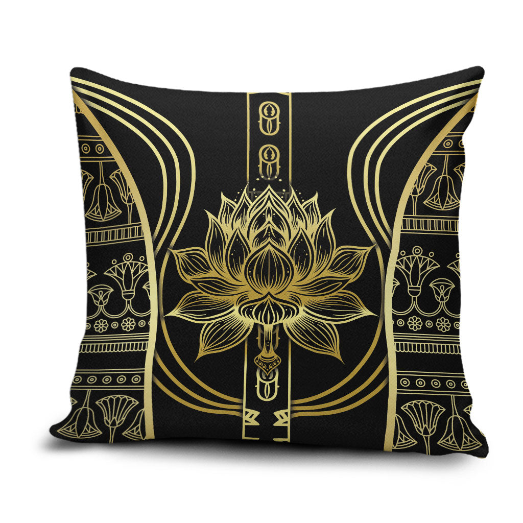 Egypt The Lotus Pillow Cover Gold Bloom Hieroglyphic Patterns