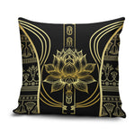 Egypt The Lotus Pillow Cover Gold Bloom Hieroglyphic Patterns