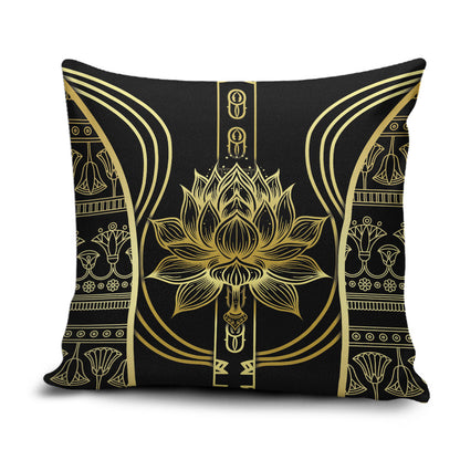 Egypt The Lotus Pillow Cover Gold Bloom Hieroglyphic Patterns