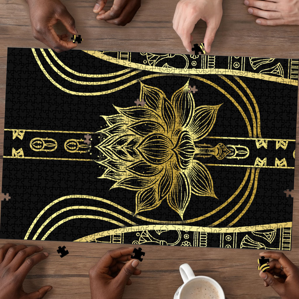 Egypt The Lotus Puzzle Gold Bloom Hieroglyphic Patterns