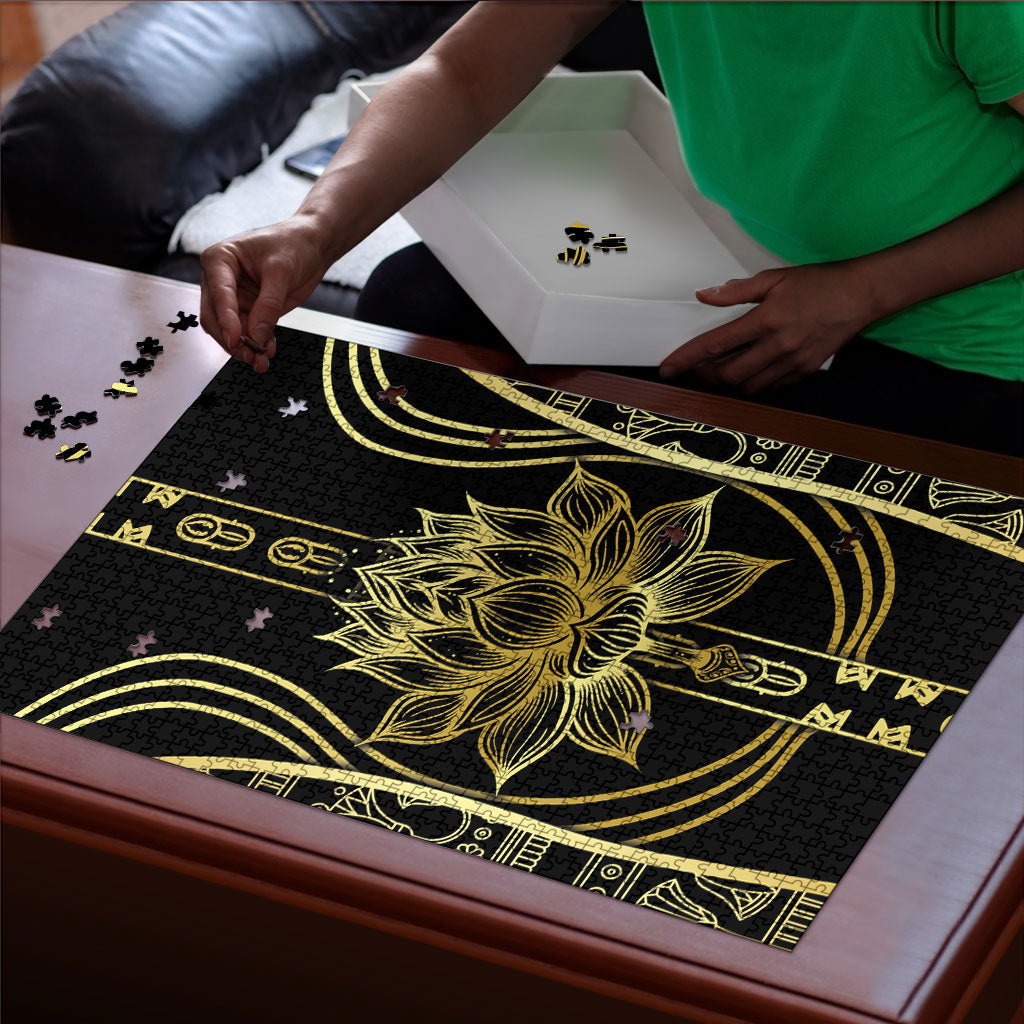 Egypt The Lotus Puzzle Gold Bloom Hieroglyphic Patterns