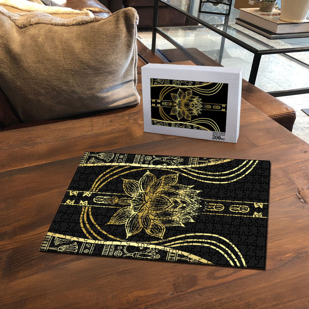 Egypt The Lotus Puzzle Gold Bloom Hieroglyphic Patterns
