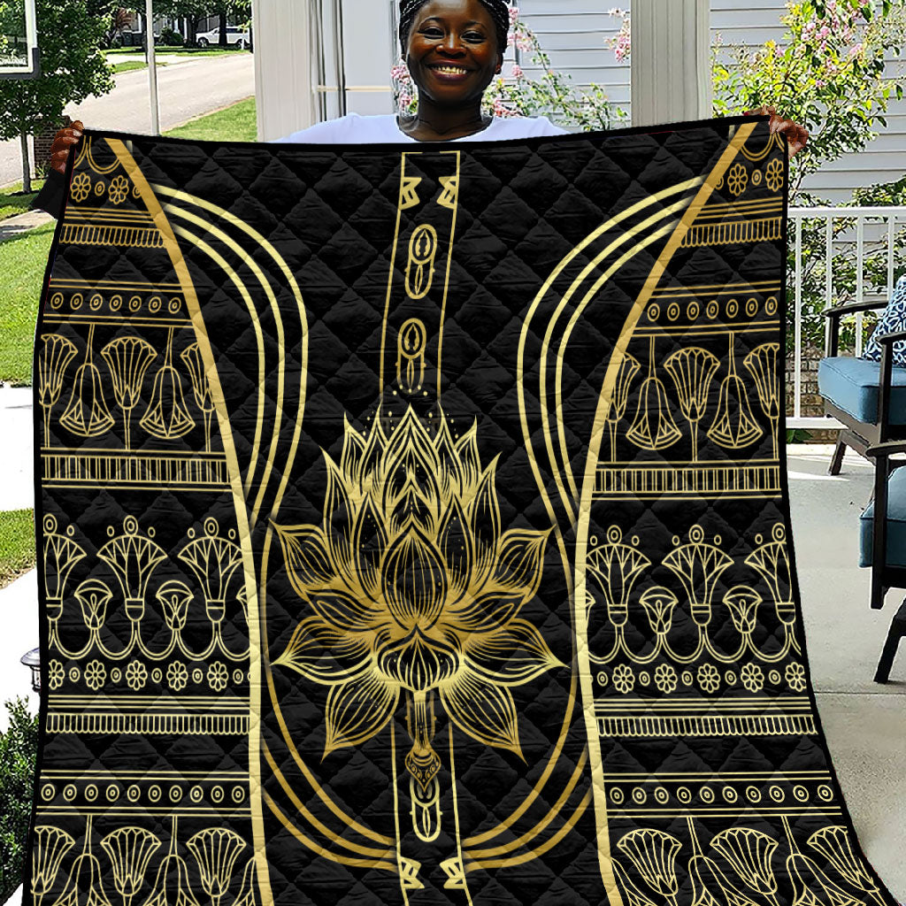Egypt The Lotus Quilt Gold Bloom Hieroglyphic Patterns