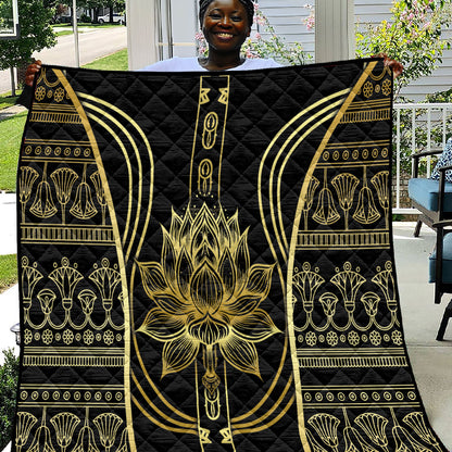 Egypt The Lotus Quilt Gold Bloom Hieroglyphic Patterns