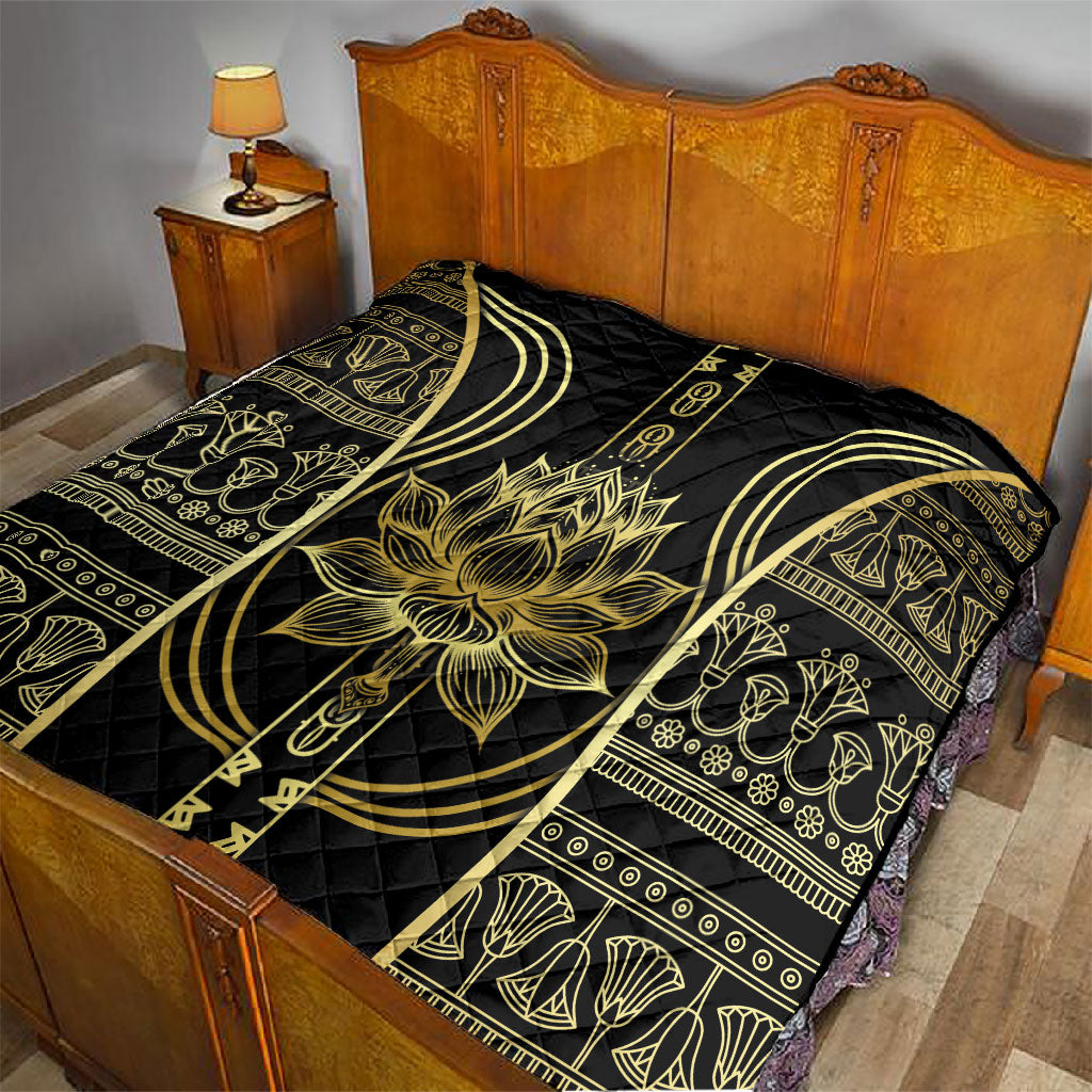 Egypt The Lotus Quilt Gold Bloom Hieroglyphic Patterns