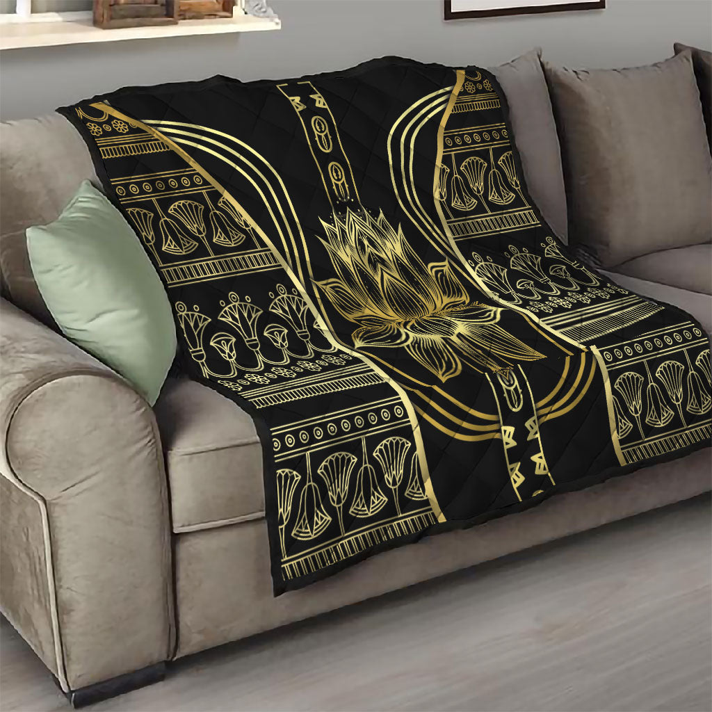 Egypt The Lotus Quilt Gold Bloom Hieroglyphic Patterns