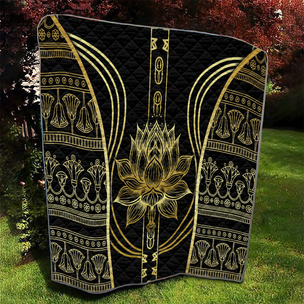 Egypt The Lotus Quilt Gold Bloom Hieroglyphic Patterns