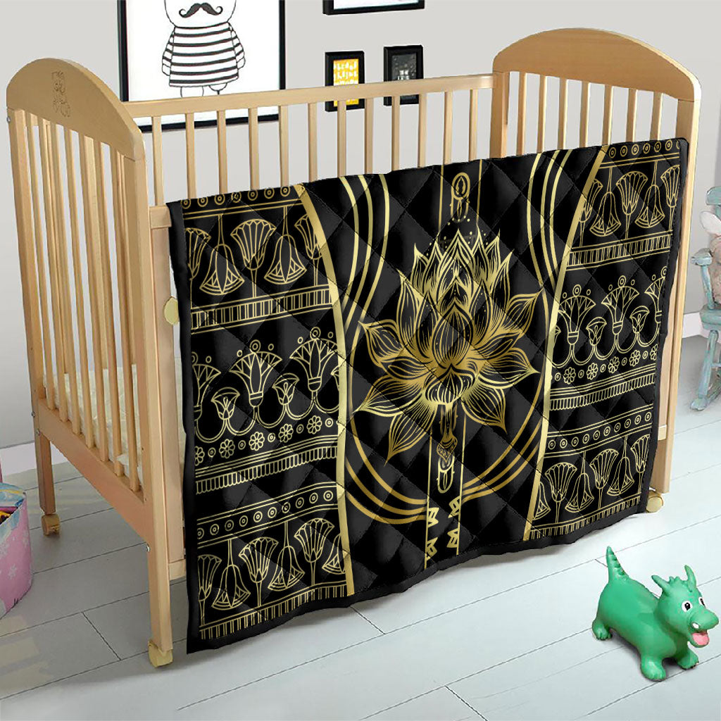 Egypt The Lotus Quilt Gold Bloom Hieroglyphic Patterns