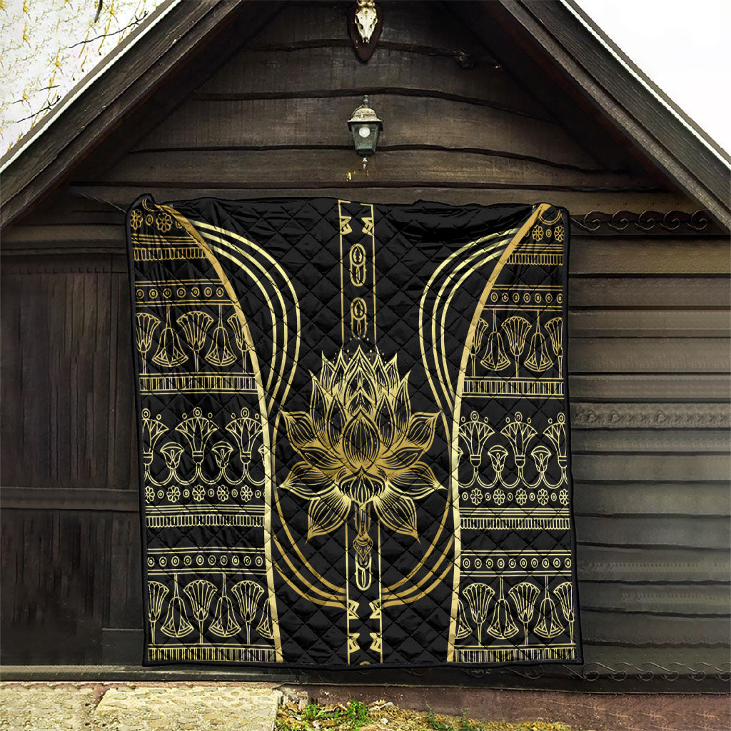 Egypt The Lotus Quilt Gold Bloom Hieroglyphic Patterns