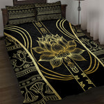 Egypt The Lotus Quilt Bed Set Gold Bloom Hieroglyphic Patterns