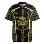 Egypt The Lotus Rugby Jersey Gold Bloom Hieroglyphic Patterns