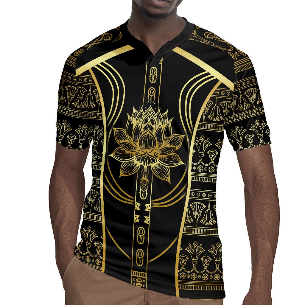 Egypt The Lotus Rugby Jersey Gold Bloom Hieroglyphic Patterns