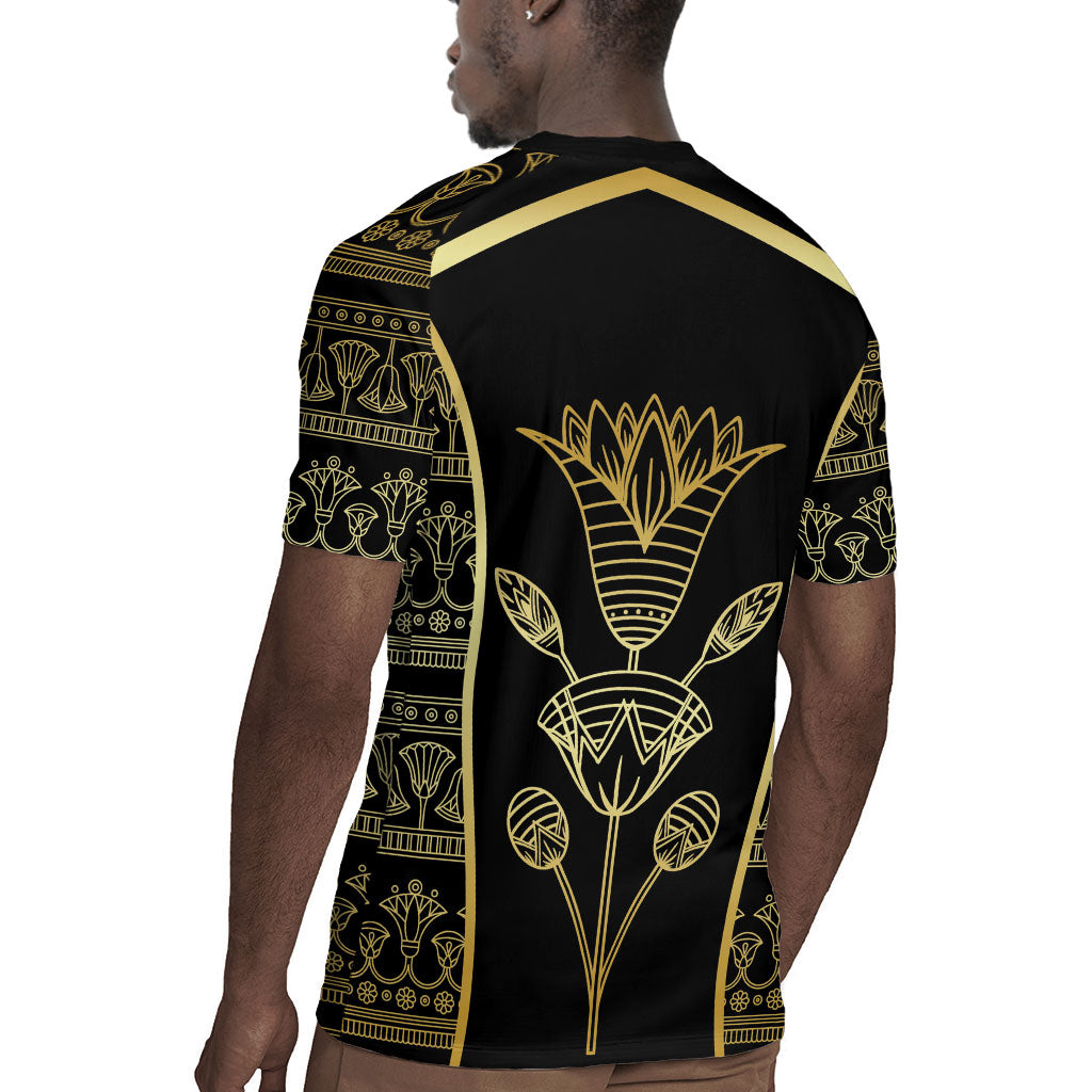 Egypt The Lotus Rugby Jersey Gold Bloom Hieroglyphic Patterns