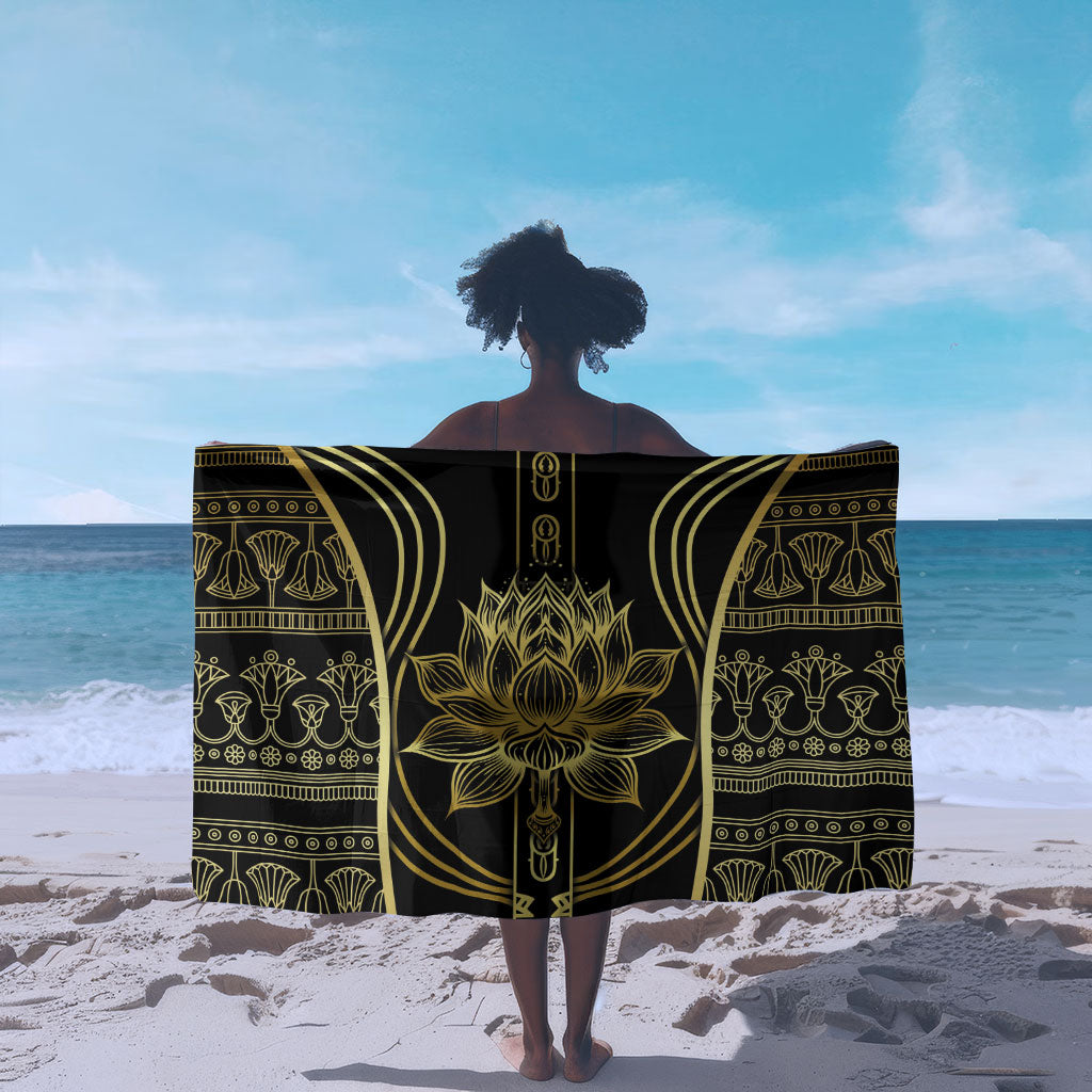 Egypt The Lotus Sarong Gold Bloom Hieroglyphic Patterns