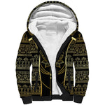 Egypt The Lotus Sherpa Hoodie Gold Bloom Hieroglyphic Patterns