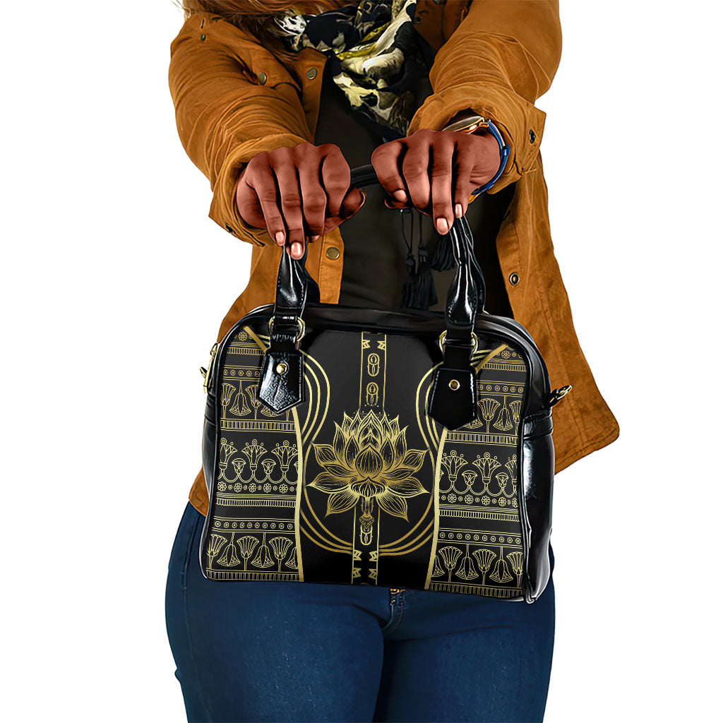 Egypt The Lotus Shoulder Handbag Gold Bloom Hieroglyphic Patterns