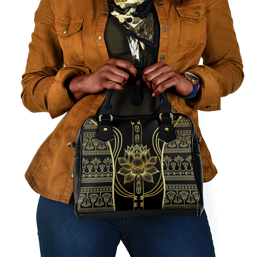Egypt The Lotus Shoulder Handbag Gold Bloom Hieroglyphic Patterns