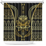 Egypt The Lotus Shower Curtain Gold Bloom Hieroglyphic Patterns