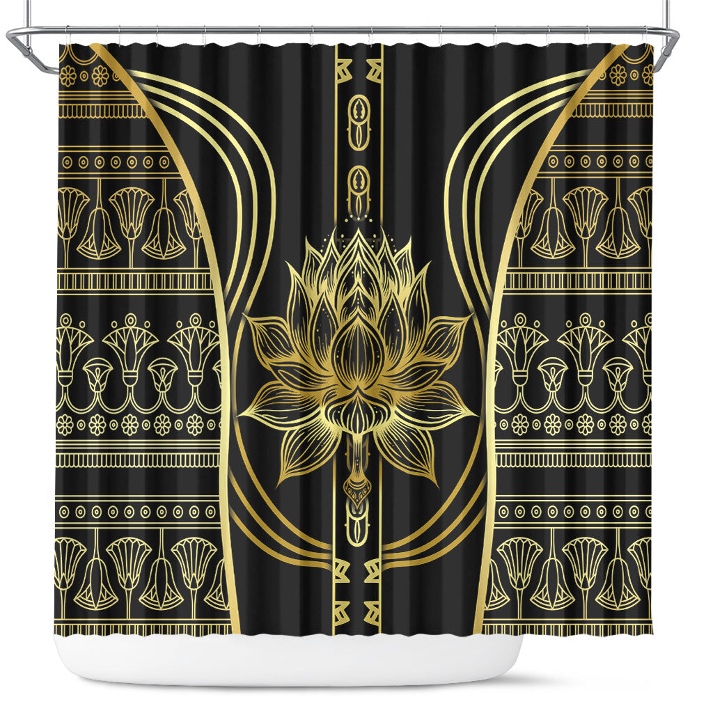 Egypt The Lotus Shower Curtain Gold Bloom Hieroglyphic Patterns