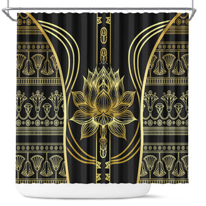 Egypt The Lotus Shower Curtain Gold Bloom Hieroglyphic Patterns