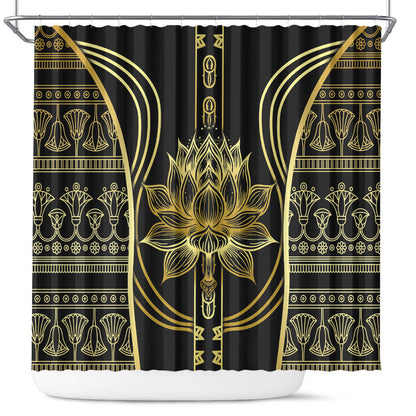Egypt The Lotus Shower Curtain Gold Bloom Hieroglyphic Patterns