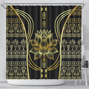 Egypt The Lotus Shower Curtain Gold Bloom Hieroglyphic Patterns