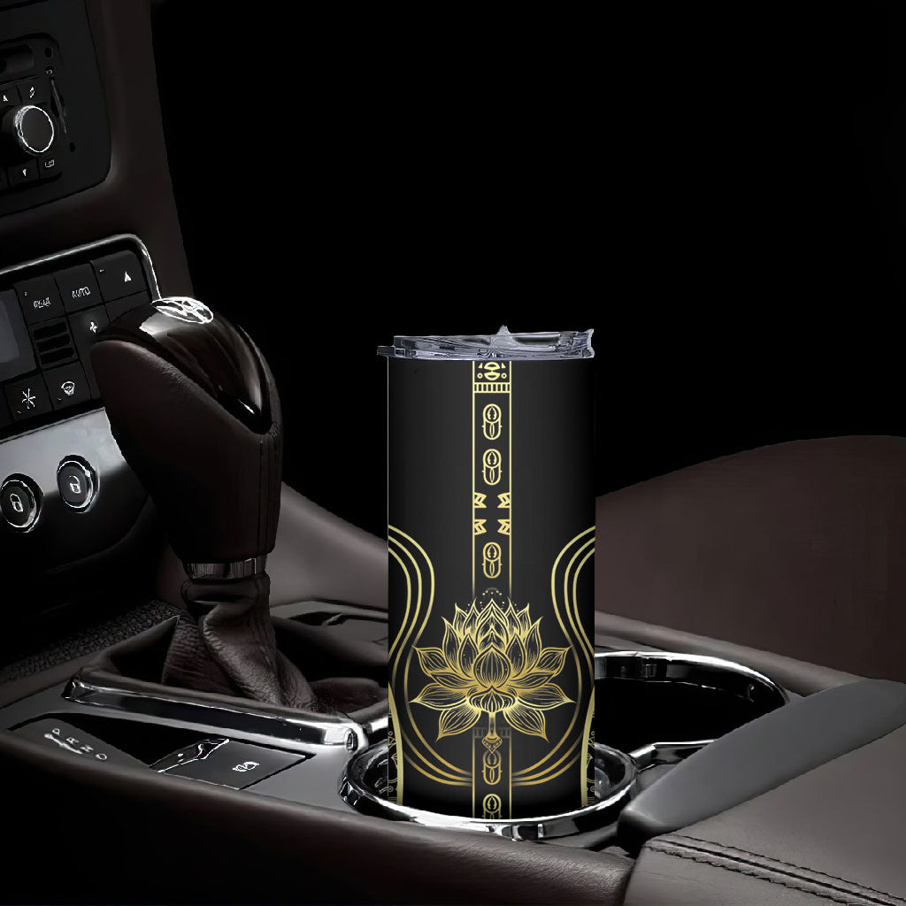 Egypt The Lotus Skinny Tumbler Gold Bloom Hieroglyphic Patterns