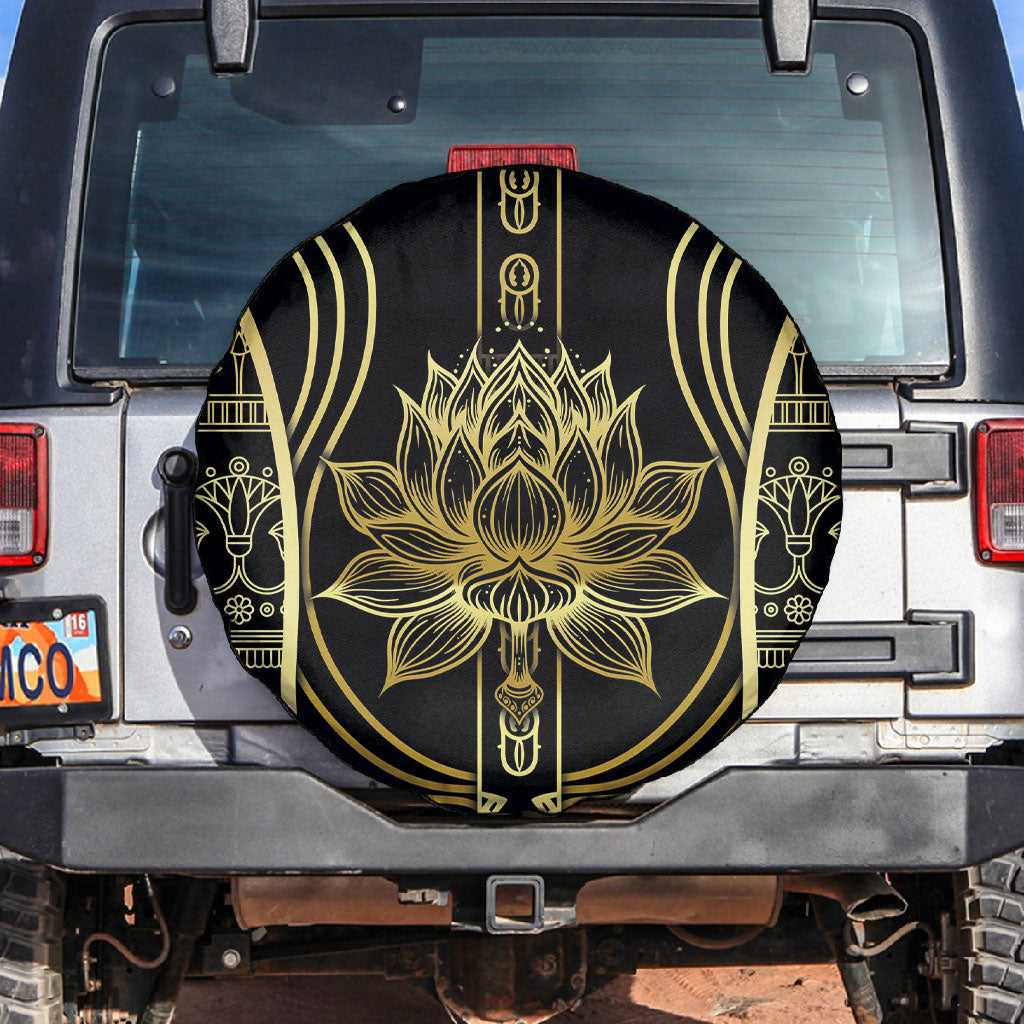 Egypt The Lotus Spare Tire Cover Gold Bloom Hieroglyphic Patterns