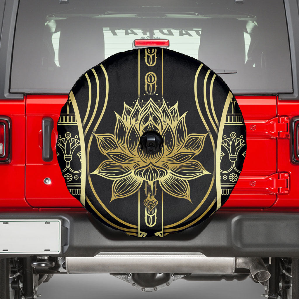 Egypt The Lotus Spare Tire Cover Gold Bloom Hieroglyphic Patterns