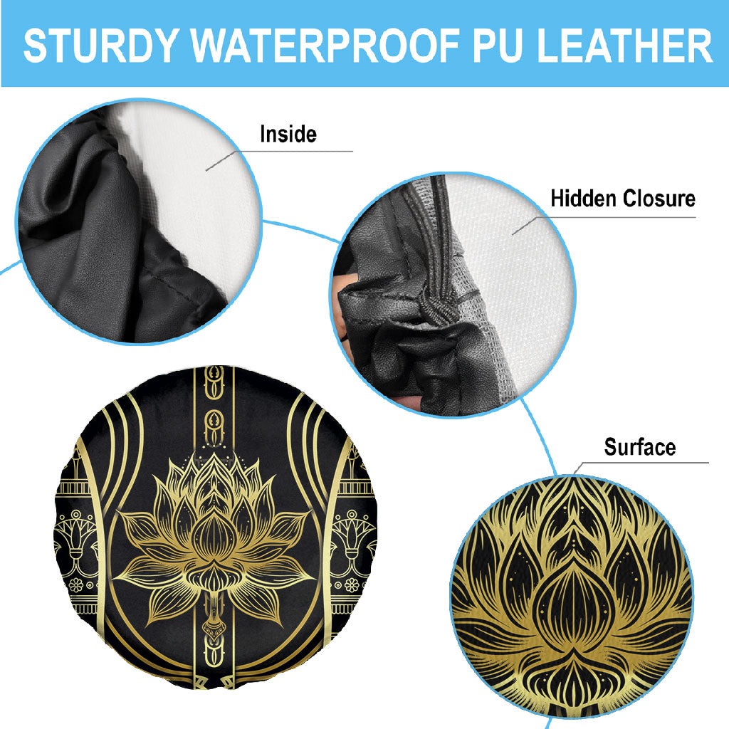 Egypt The Lotus Spare Tire Cover Gold Bloom Hieroglyphic Patterns
