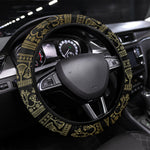 Egypt The Lotus Steering Wheel Cover Gold Bloom Hieroglyphic Patterns