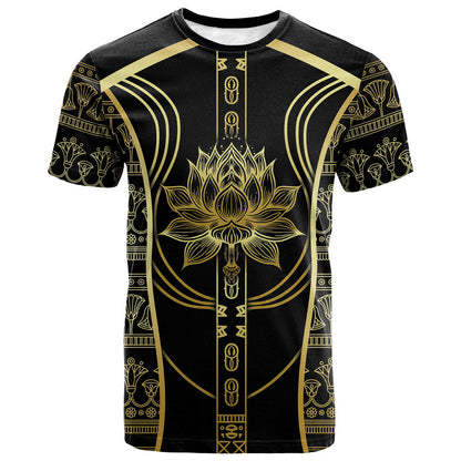 Egypt The Lotus T shirt Gold Bloom Hieroglyphic Patterns