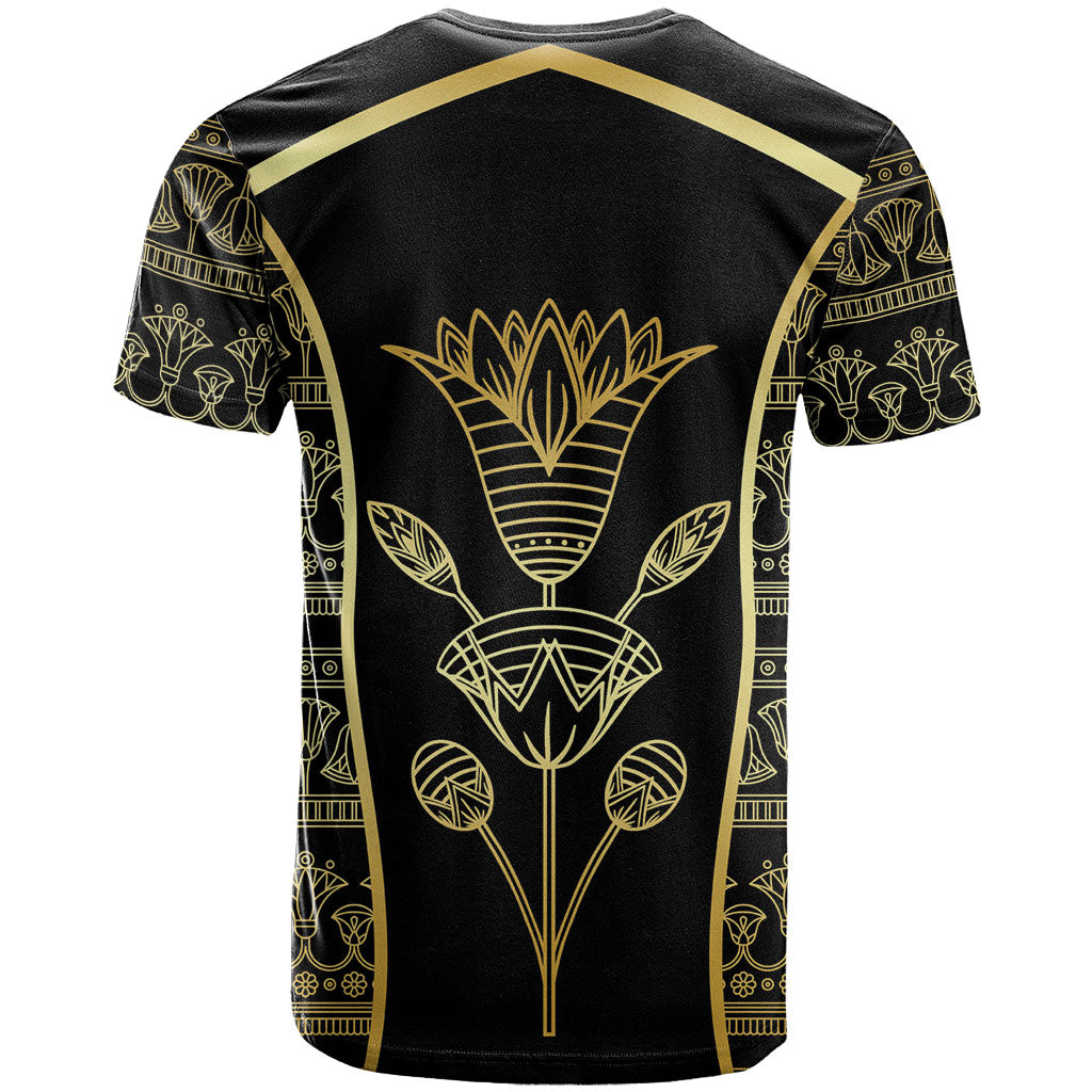 Egypt The Lotus T shirt Gold Bloom Hieroglyphic Patterns