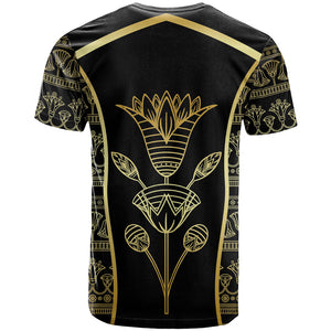 Egypt The Lotus T shirt Gold Bloom Hieroglyphic Patterns