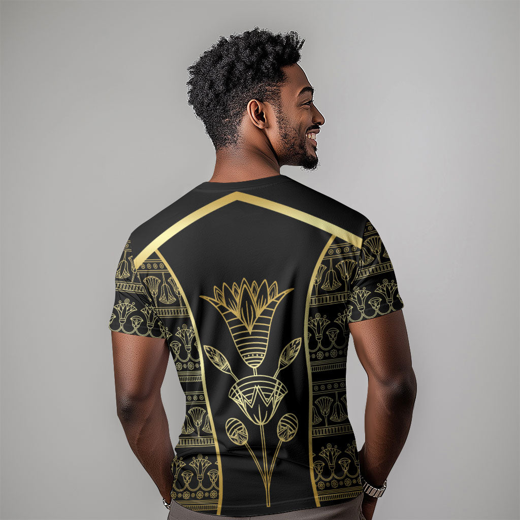 Egypt The Lotus T shirt Gold Bloom Hieroglyphic Patterns