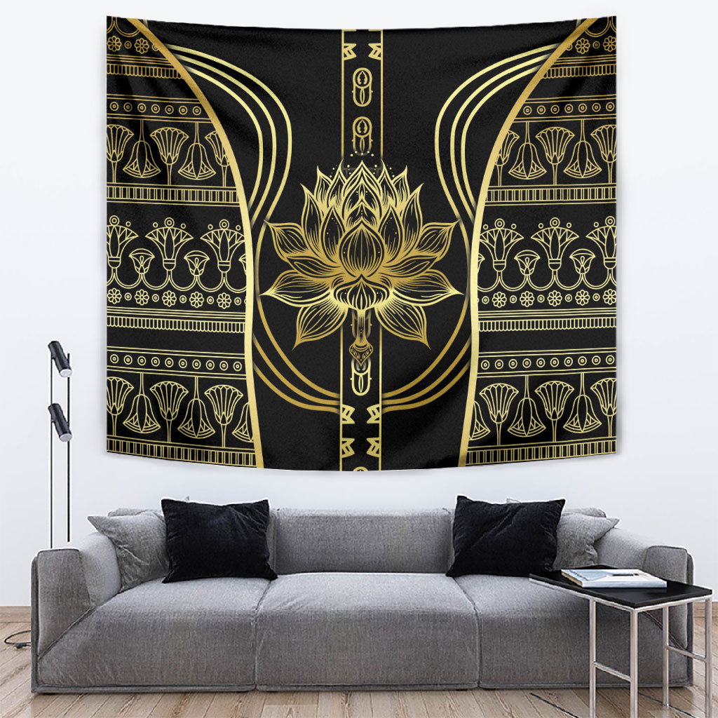 Egypt The Lotus Tapestry Gold Bloom Hieroglyphic Patterns